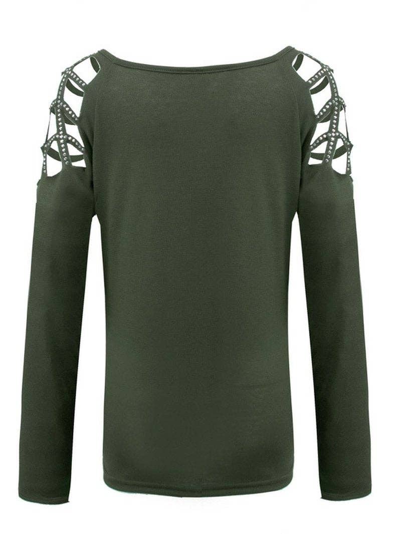Tourtiwi - Wholesale Blouse - Women's - Long Sleeve Top with Studs and Diamonds11