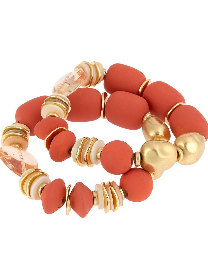 Dauplaise Joyería - Pulsera Elástica de Piedras Coral Radiance para venta al por mayor de caroldauplaisejewelry