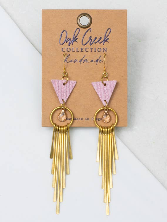 Mini-Dreieck mit langen Metallfransen und Glasträne für den Großhandel von Oak Creek Collection Handmade