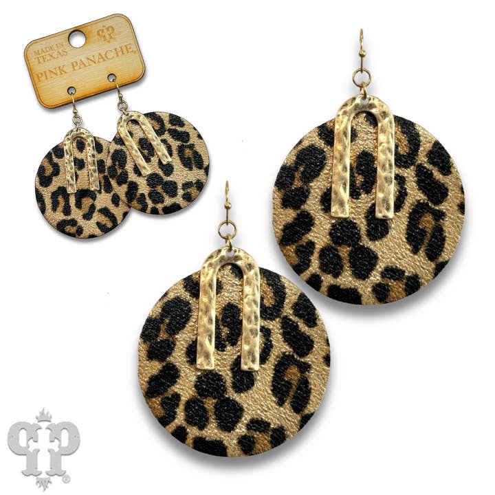Pink Panache Brands - Wholesale Dangle Earrings - Pebbled leather circle earring - LC2