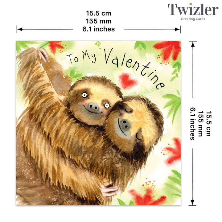 Twizler Ltd - Wholesale Valentine's Day Card - Cute Valentine's Day Card - Sloths