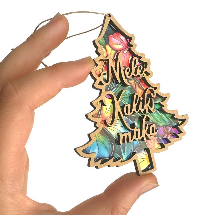 Art by Sharell - Wholesale Ornament - Mele Kalikimaka Hawaiian Ornament