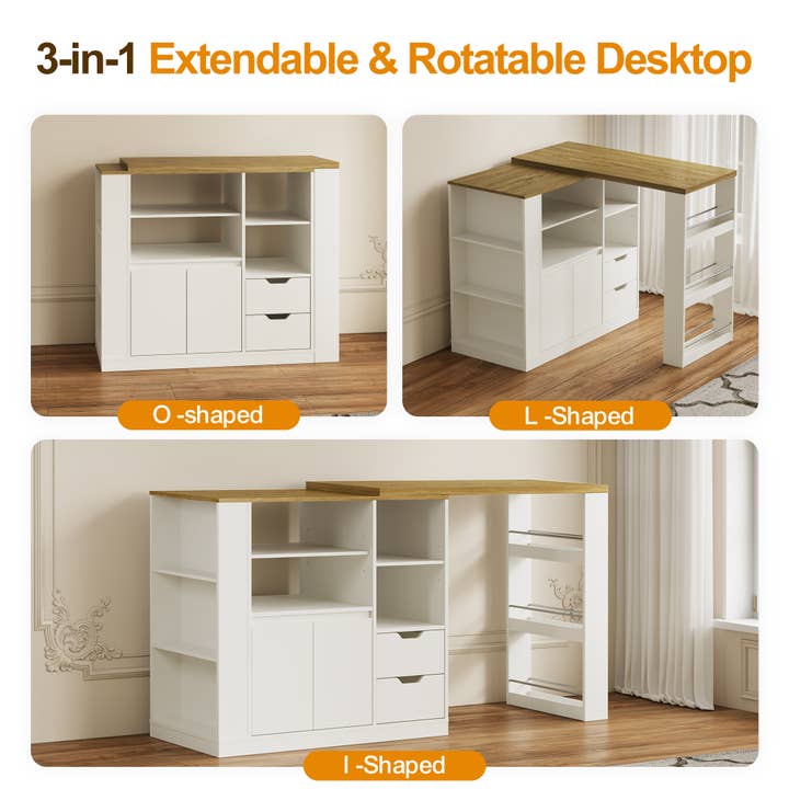 Heynemo - Wholesale Kitchen Storage/Organizer - Kitchen Island with Storage, Extendable & Rotatable Kitchen 4