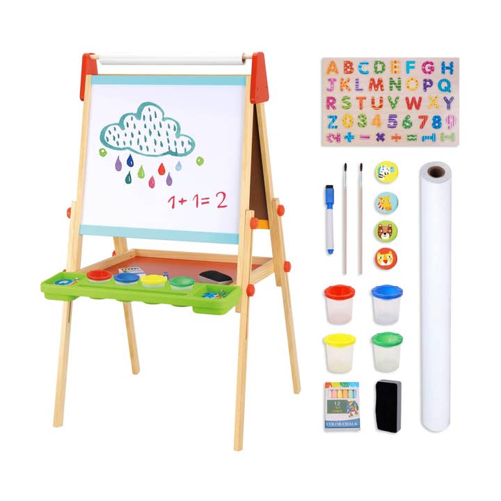 Wooden Double-Sided Magnetic Easel for Kids for wholesale by tokiplay