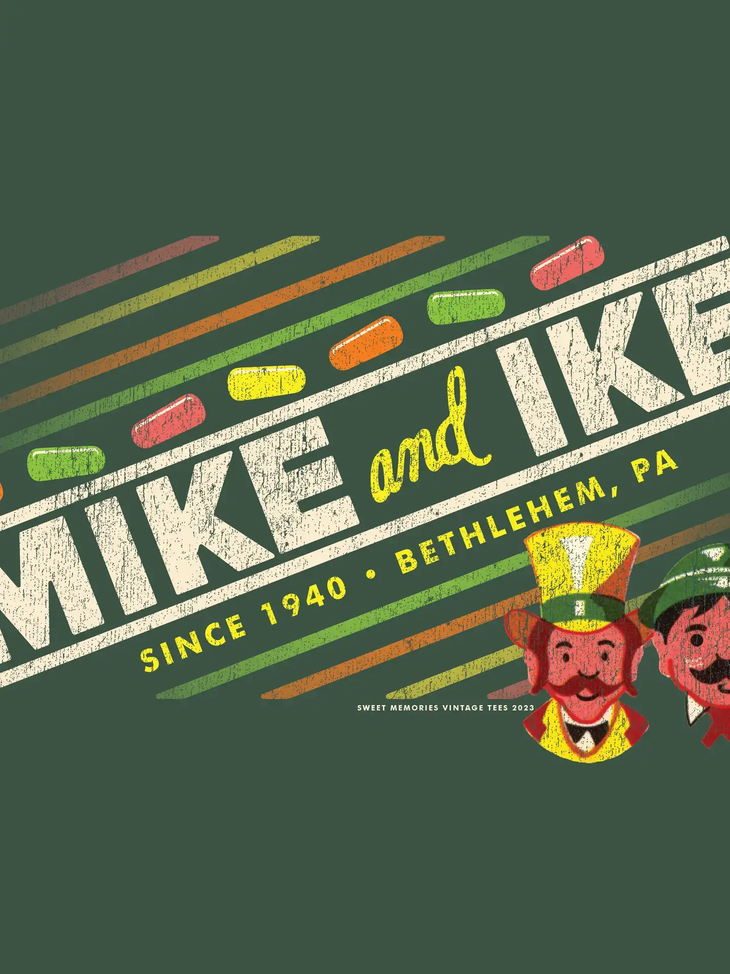 Grandpa Joe's Candy Shop - Wholesale Screen Printed T-Shirt - Unisex - Mike and Ike® since 1940 Vintage T-Shirt, Tee1