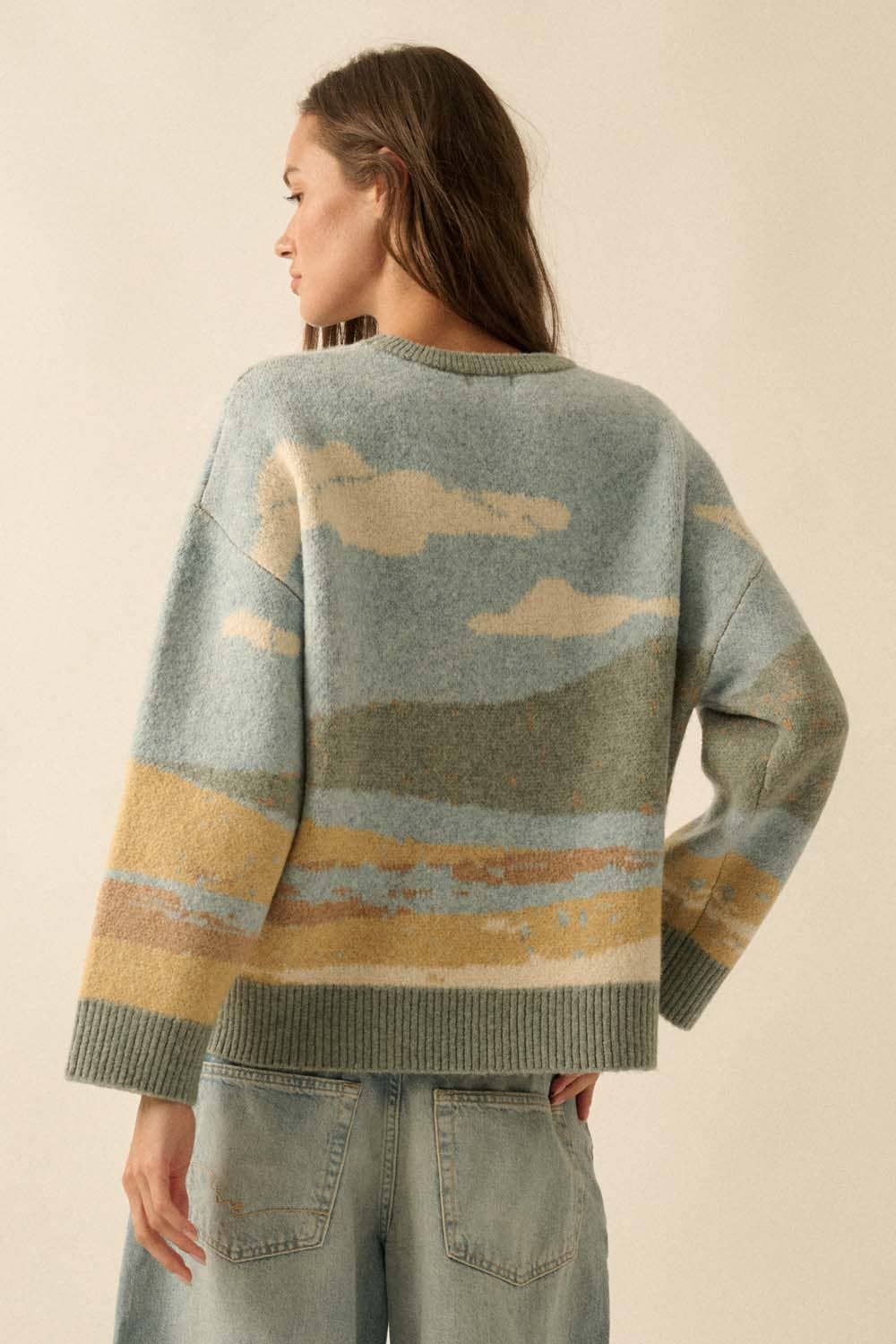 Promesa USA - Wholesale Knit Sweater - Women's - Beach Landscape Jacquard-Knit Sweater5