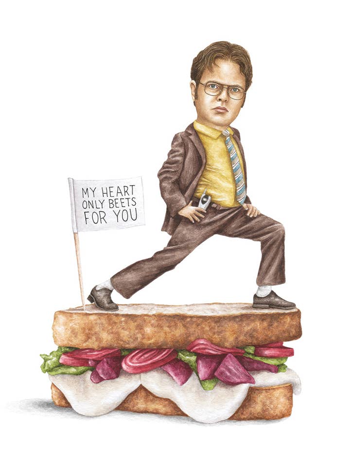 Dwight Schrute - The Office - Impresión en acuarela para venta al por mayor de Celebs on Sandwiches