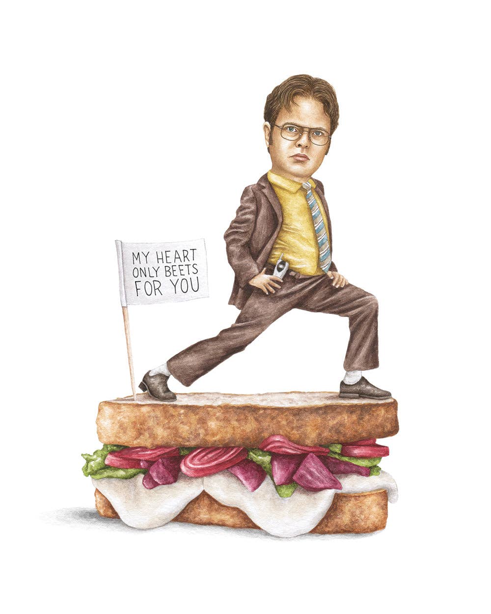 Dwight Schrute - The Office - Watercolor Print for wholesale by Celebs on Sandwiches