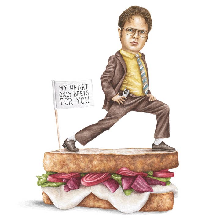 Celebs on Sandwiches - Wholesale Art Print - Dwight Schrute - The Office - Watercolor Print0