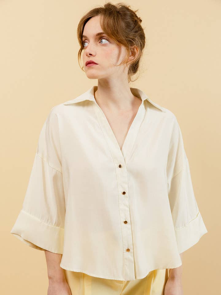 ÉLIA SKJORTA 3/4 ÄRM ENFÄRGAD för wholesale av EMILIE K