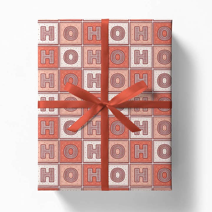 Red HO HO HO Christmas Gift Wrap for wholesale by Jess A Little Creative