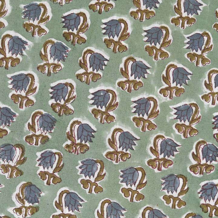 Fabricrush - Wholesale Fabric - Fabricrush Basil Green Indian Hand Block Print Fabric 4