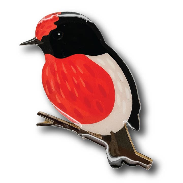 Red-capped Robin Brooch for wholesale by Selatan