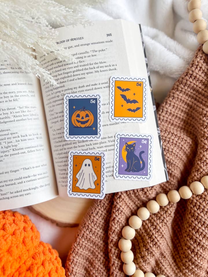 SET Halloween Stamp Vinyl Stickers | Autumn Sticker | Spooky for wholesale by Bumblebry Designs