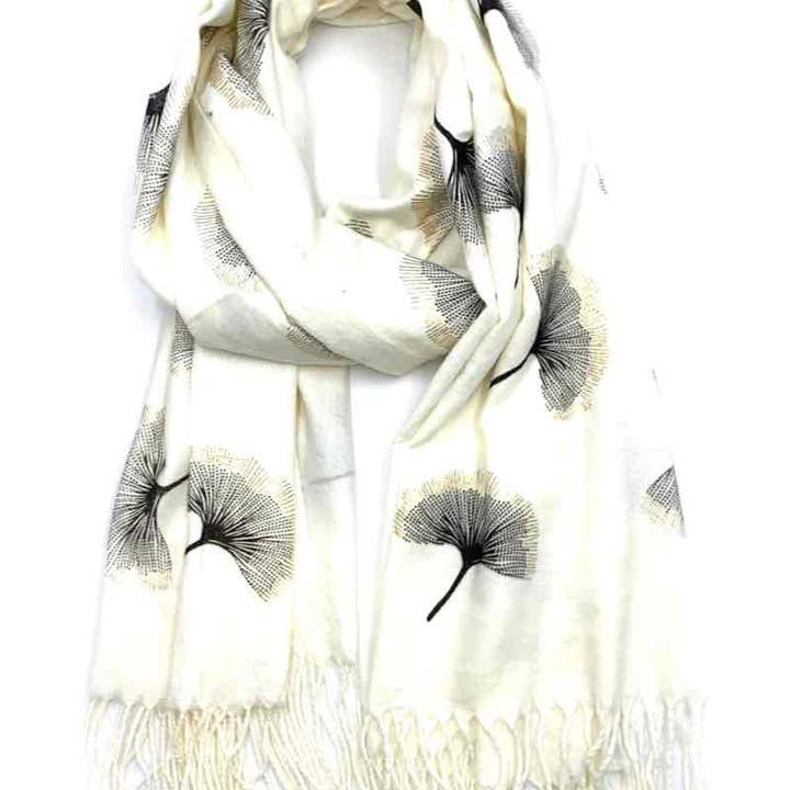 LINETA - Wholesale Scarf - Women's - Gingko Leaf Pattern Soft Scarf32