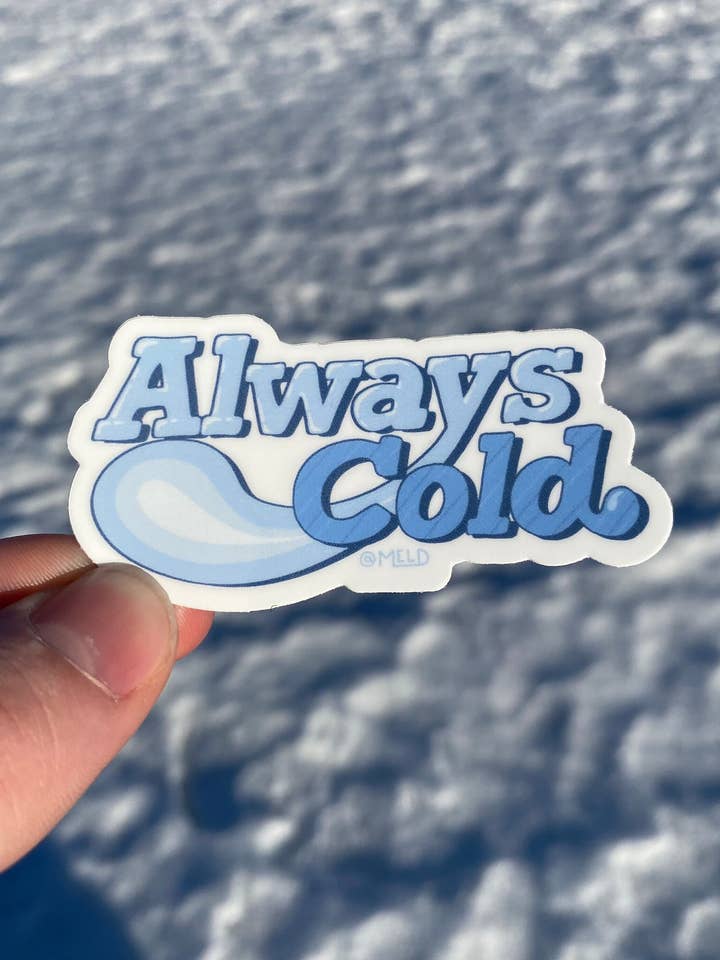 Always Cold Vinyl Water Bottle Sticker for wholesale by MELD Studio CO.