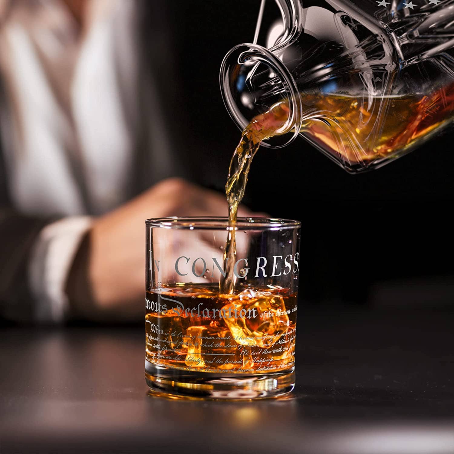 Old Southern Brass - Wholesale Decanter - 1776 Betsy Ross American Flag Decanter Whiskey Glass Set2