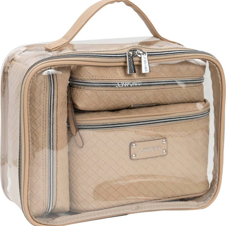 Magid - Wholesale Makeup/Cosmetic Bag - Joan & David Woven 4 Piece Clear Cosmetic Bag Set