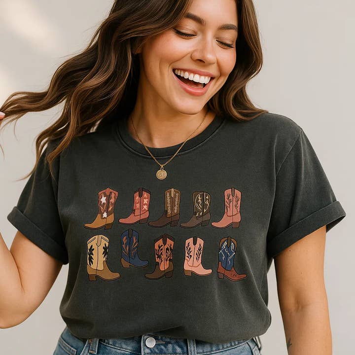 Cowboy Boots Graphic Western Tee, Country, Rodeo for wholesale by Soleinspire