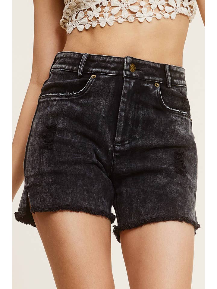 La Miel - Wholesale Shorts – Women’s - HCP4224-High Rise Basic Mineral Washed Colored Denim Shorts54