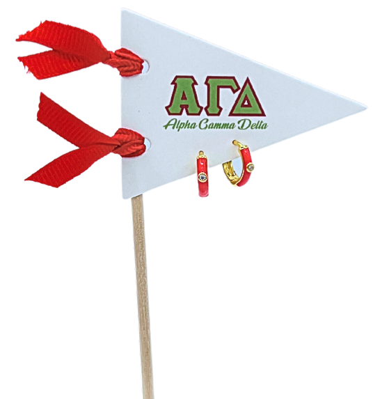 Color Shout - Vente Petits anneaux - Boucles d'oreilles Huggie aux couleurs vives de sororité sur drapeau fanion à lettre grecque7