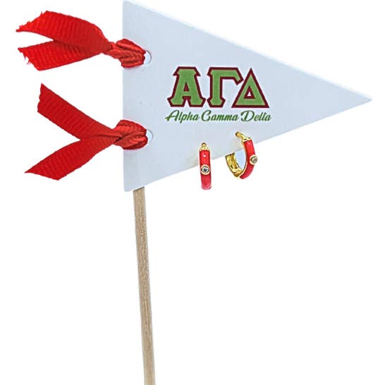 Color Shout - Vendita all'ingrosso Orecchini a cerchietto - Orecchini a cerchio colorati Sorority su bandiera a pennone con lettere greche8