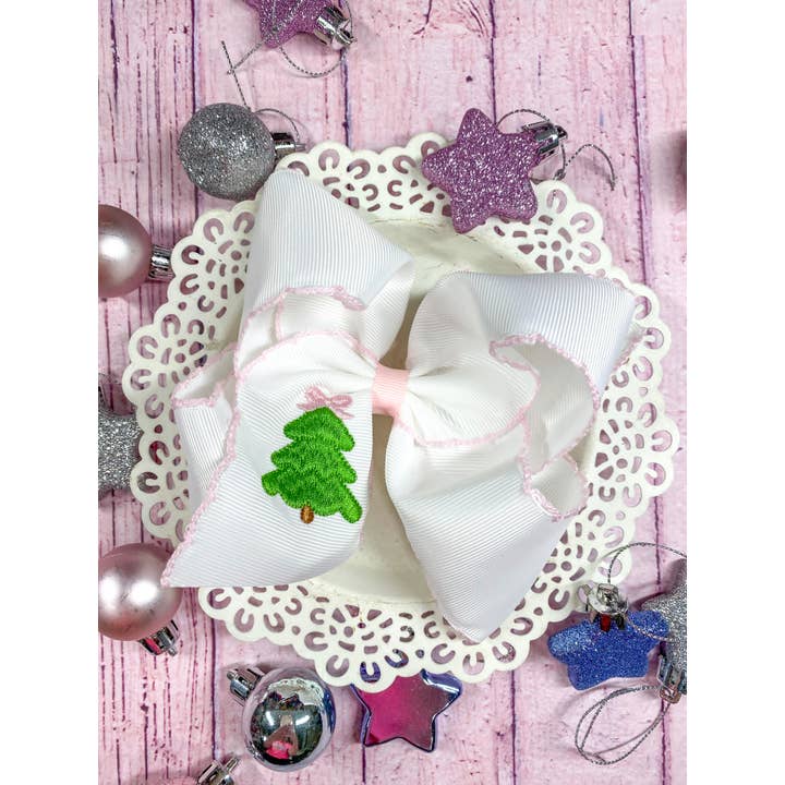 Pink Christmas Tree Embroidered Hair Bow: Christmas 2025 and other Purchase Wholesale luxe. Free Returns & Net 60 Terms on Faire trending on Faire.