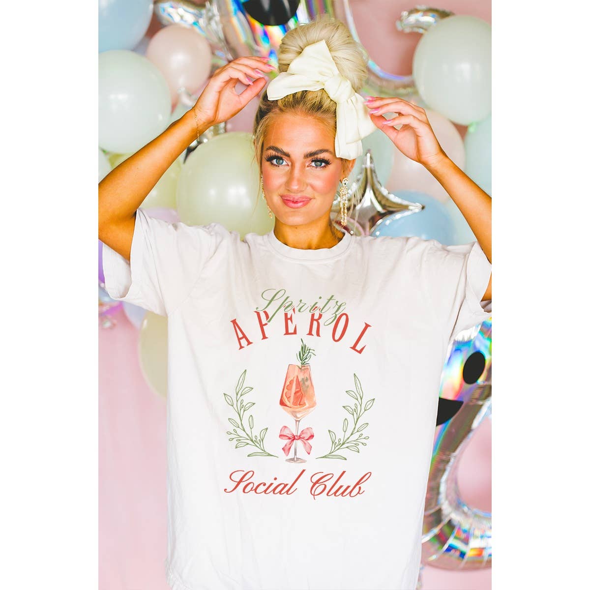 Illustrated Society - Wholesale T-Shirt (Graphic) - Women's - APEROL SPRITZ SOCIAL CLUB GRAPHIC OVERSIZED TEE1