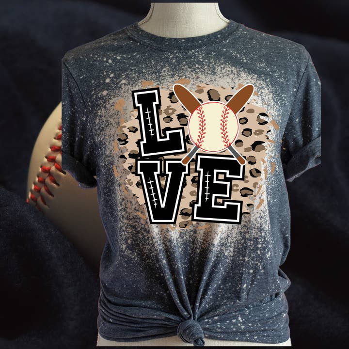 Baseball T- Shirt - Mom - Bleached Shirt - for wholesale by Small Town Southern Chic