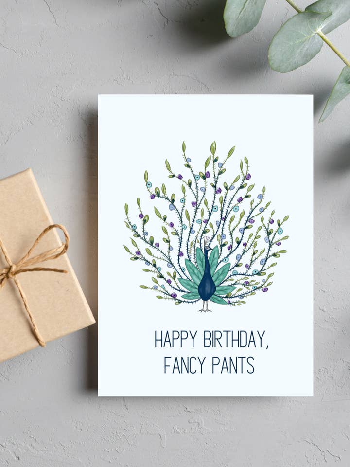 "Happy Birthday, Fancy Pants!" | 4.25" x 5.5" card for wholesale by Upstate Design Studio