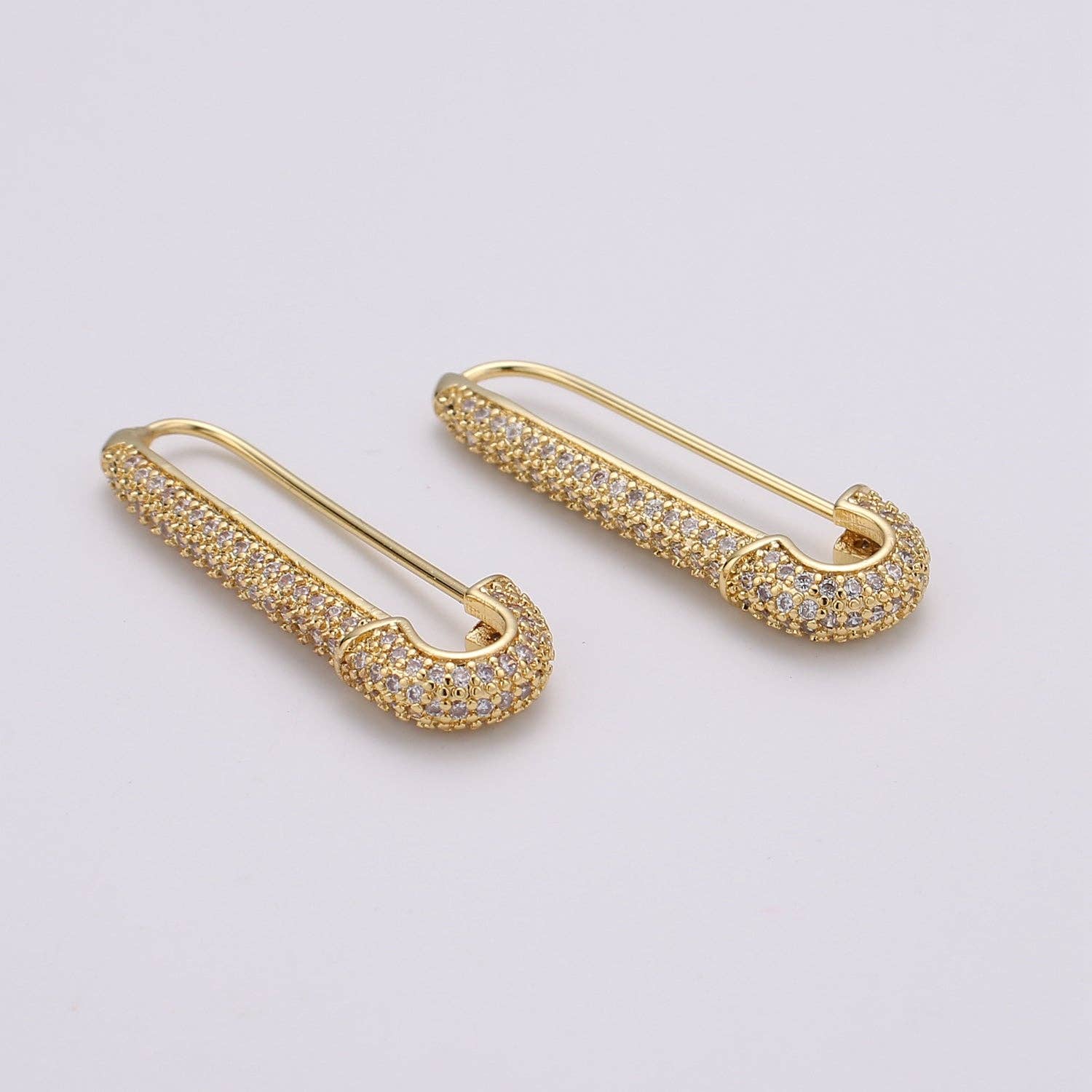 Aim Eternal - Wholesale Individual charm/pendant - Gold Sparkly safety pin Pendant- medium safety pins Charm Holder pave safety for Bridal Jewelry minimal modern Supply K-604 - K-6105