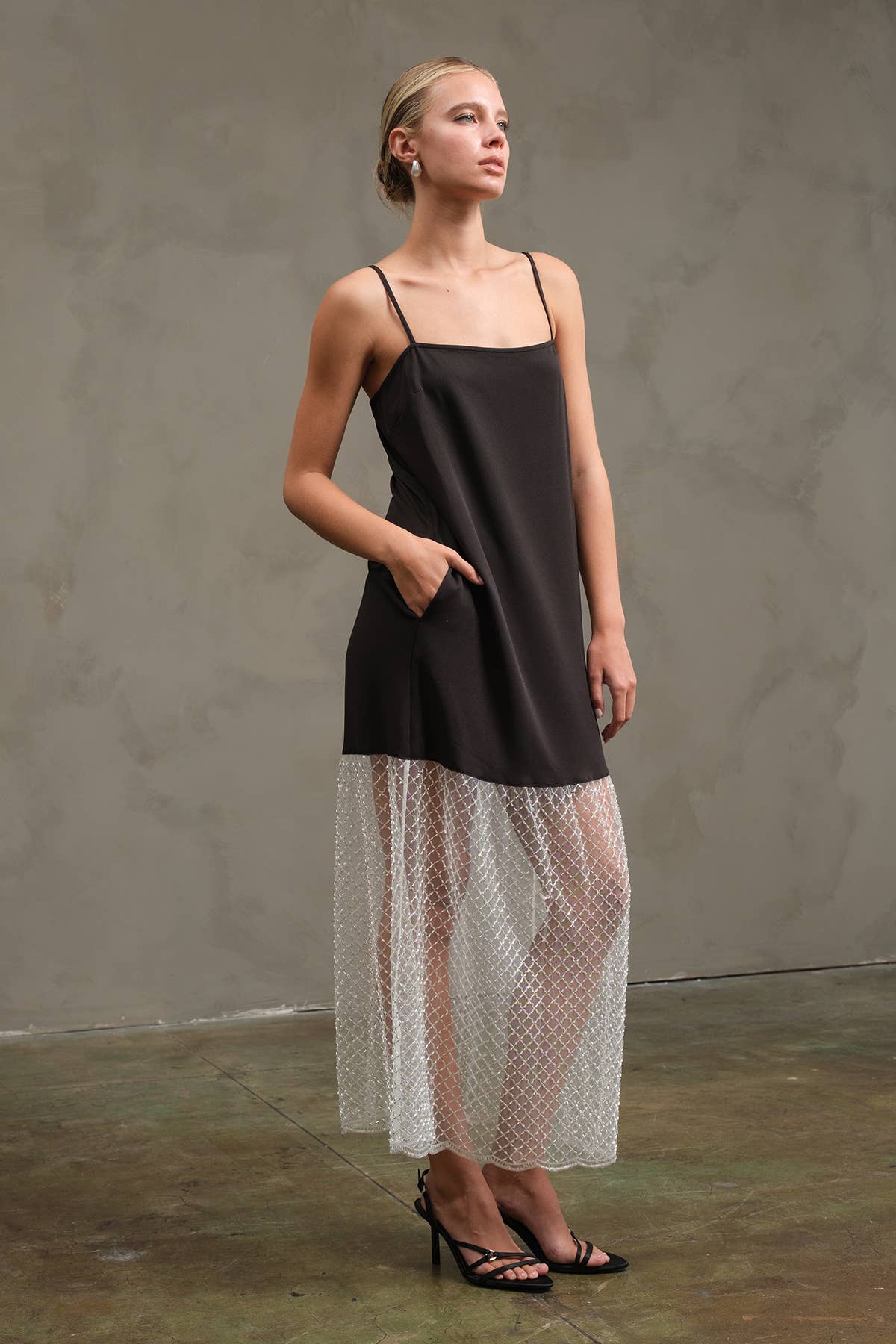 Noir Robe Cocktail à Perles - RD1188 en vente sur Faire8