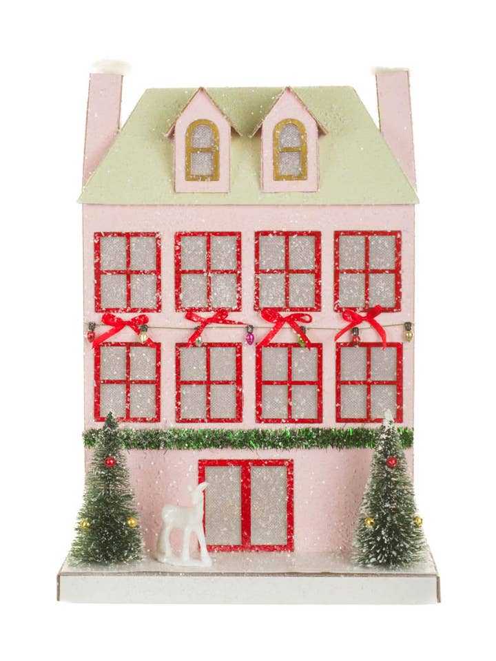 Pastelrosa oplyst lejlighedsudstilling med guirlande for engroshandel hos Starlight Collection