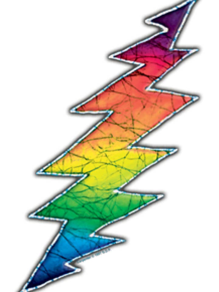 Grateful Dead Rainbow Bolt Sticker 3" for wholesale by Sunshine Joy