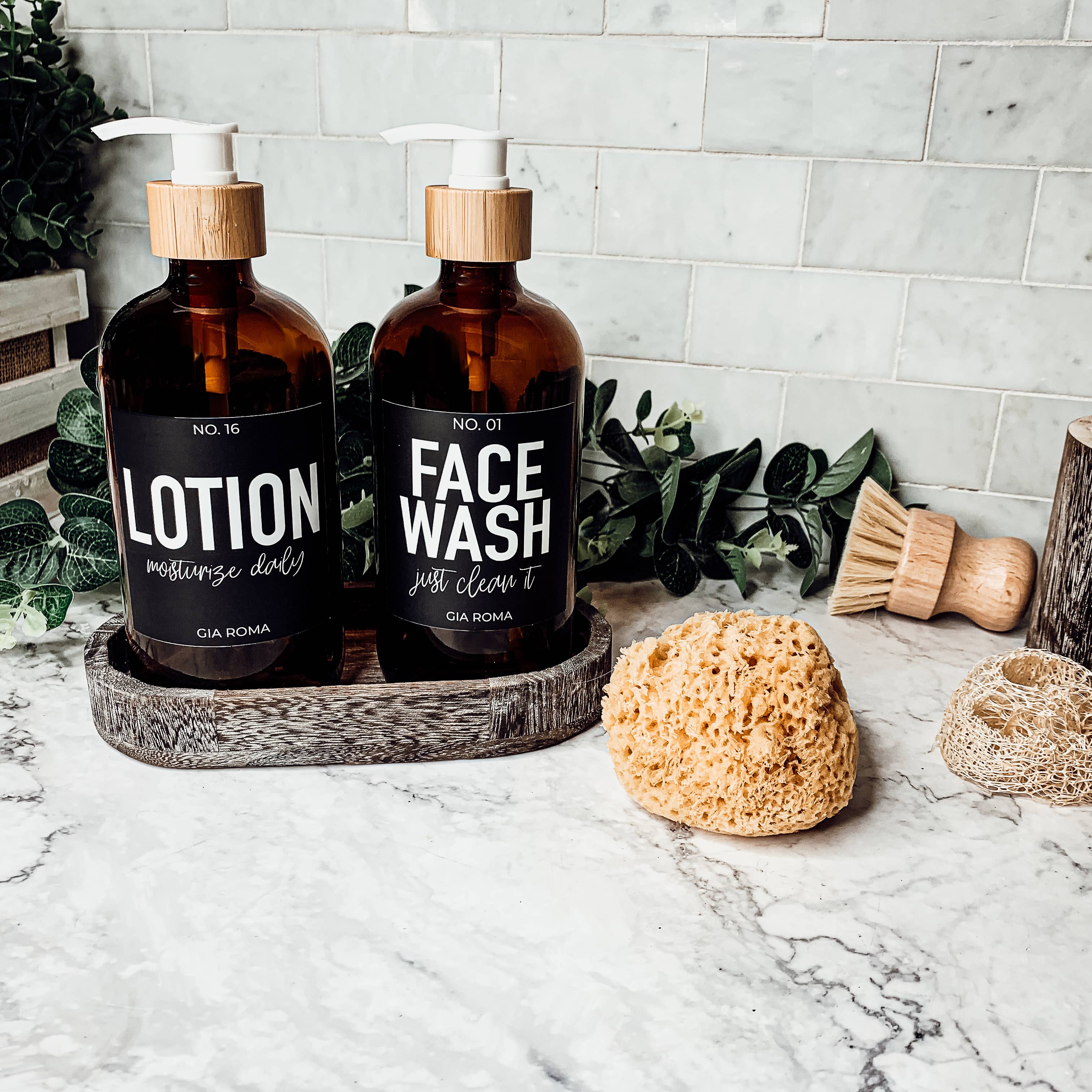 Gia Roma - Vendita all'ingrosso Dispenser per sapone - Dispenser di sapone, flaconi dispenser di ricarica in vetro ambrato da 16 once20