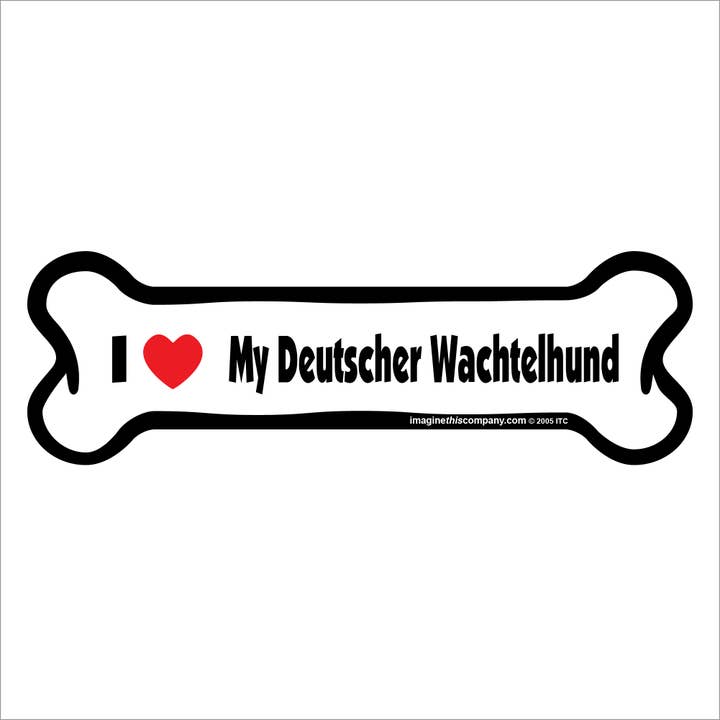 Imagine This Company - Wholesale Magnet - I Love My Deutscher Wachtelhund - Bone Car Magnet