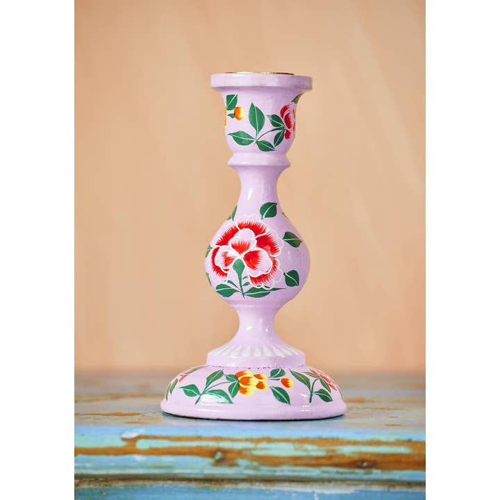 Namaste - Wholesale Candle Holder - Large Hand Painted Kashmiri Candlestick