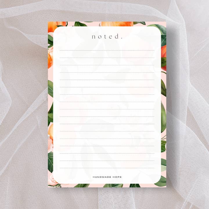Bloc-notes simple à motif floral Summer Peach - Choisissez parmi deux ! pour la vente par Handmade Hope