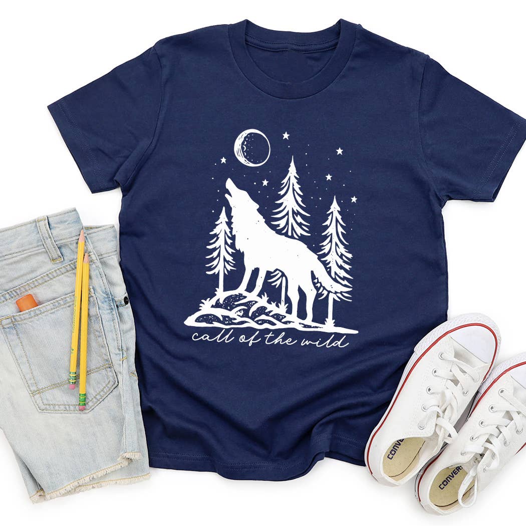 Kids By Kissed Apparel - Wholesale Screen Printed T-Shirt - Kids - Call of the wild wolf and moon graphic tee2