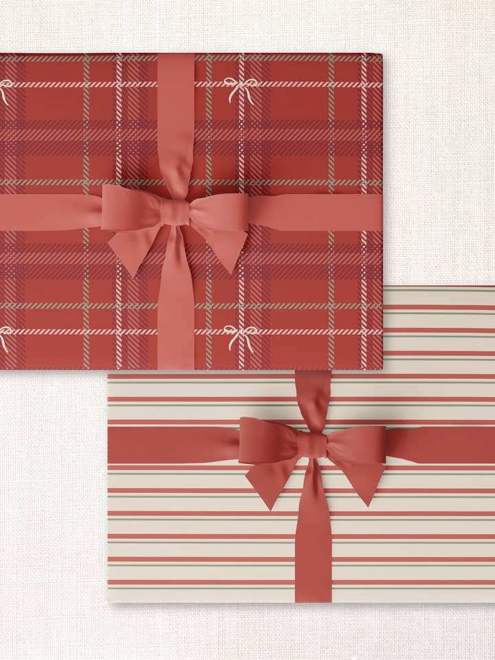 Nœuds en tartan + Rayures de Noël pour la vente par Urbanic Goods