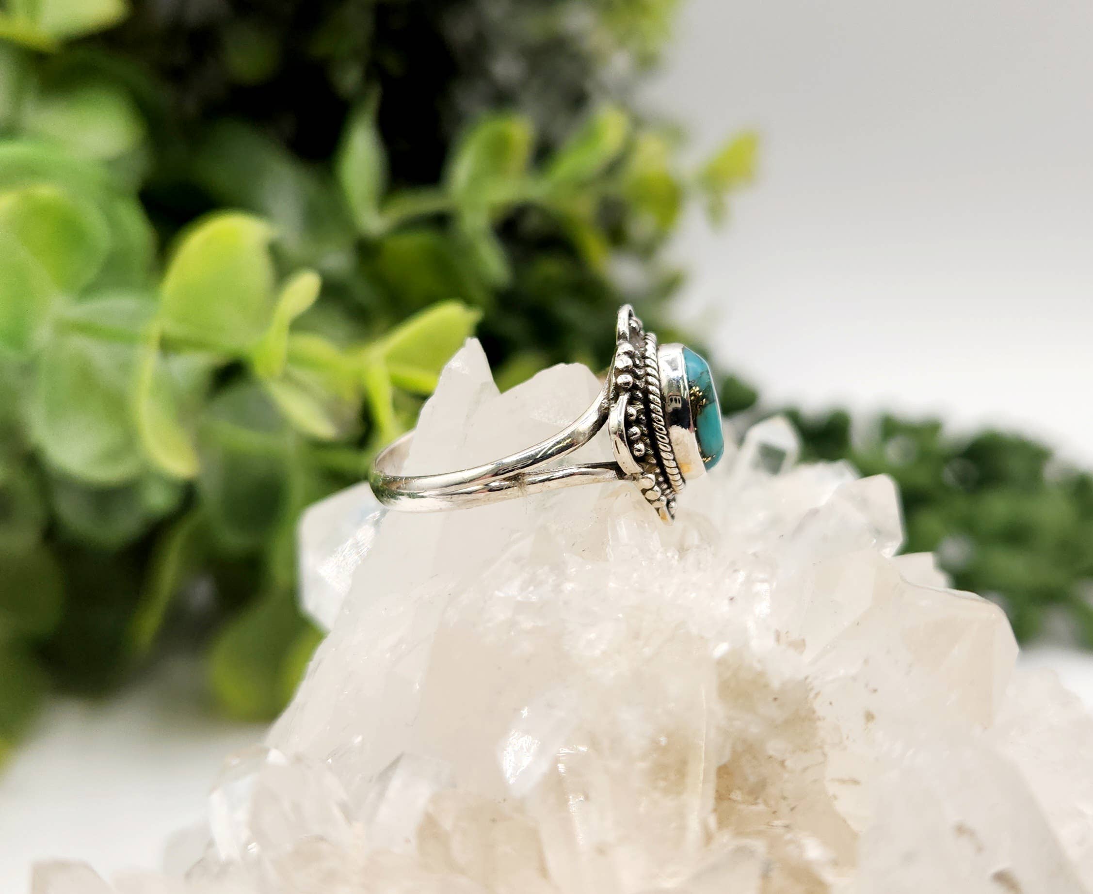 Meraki Gemstones – Engroshandel Statementring – Turkis/kobber konglomerat ædelsten sterlingsølvring2