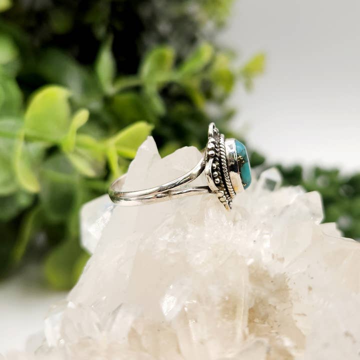 Meraki Gemstones – Engroshandel Statementring – Turkis/kobber konglomerat ædelsten sterlingsølvring2