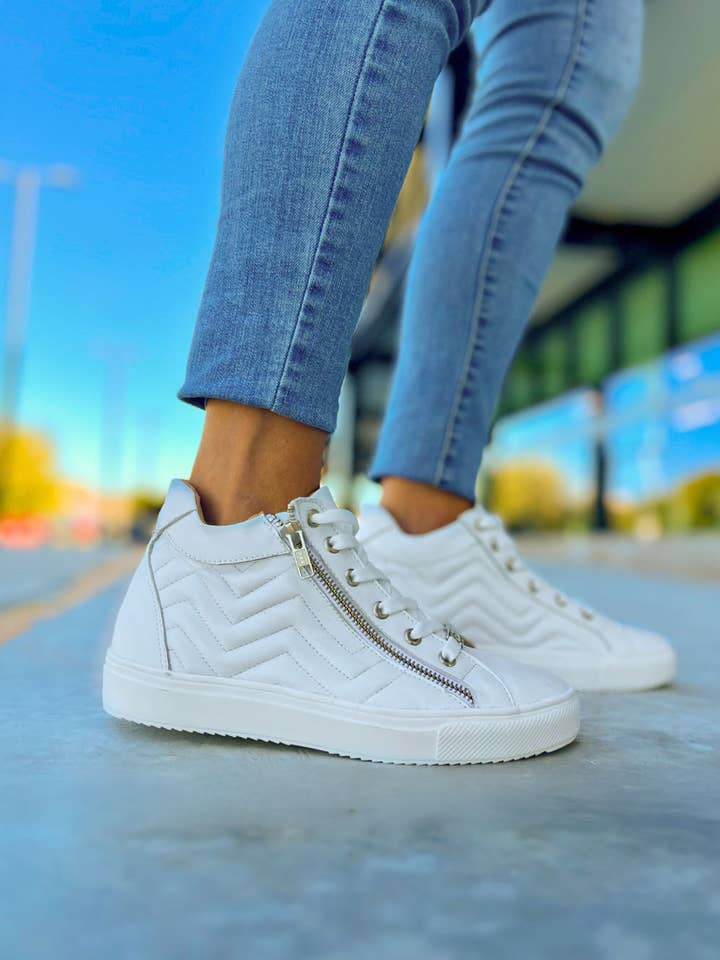 PMK SHOES - Wholesale Lifestyle Sneakers - Women's - Regina - White - Handmade Cow Leather Sneakers0