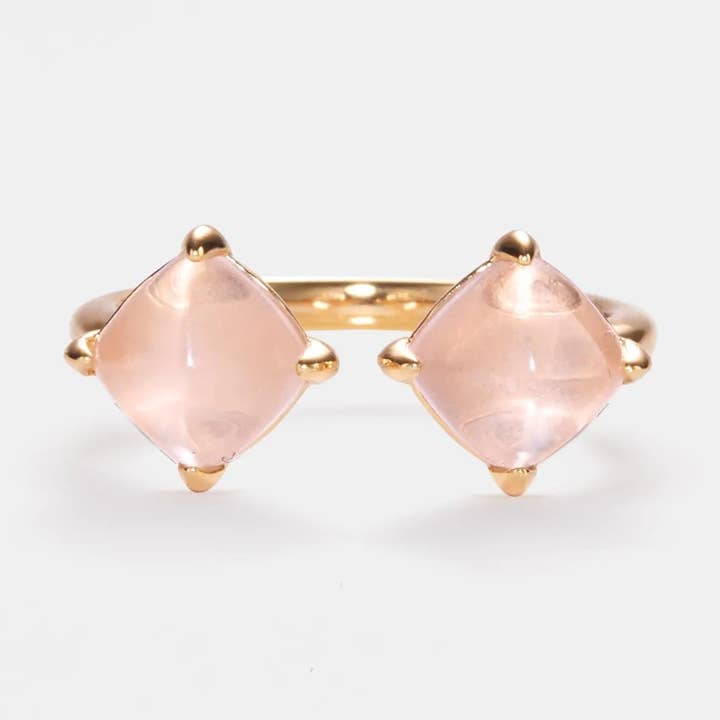 Bague en quartz rose et cristal naturel en argent sterling 925 pour la vente par Perimade & Co. LLC