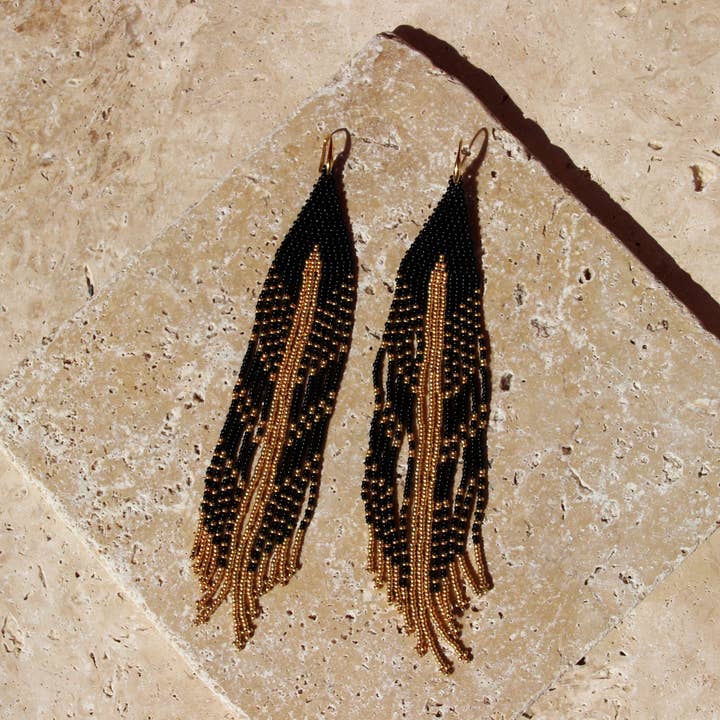 La parisienne des îles - Wholesale Dangle Earrings - Boucles franges SAINT MARTIN noir3