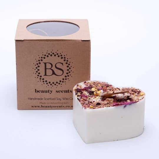 Beauty Scents Ltd. – wholesale Novelty candle – Large Heart Scented Soy Wax Candle With Rose Petals