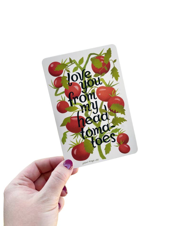 Love You From My Head Tomatoes | 4x6 Postcard Stationery for wholesale by Jillian Kaye Art