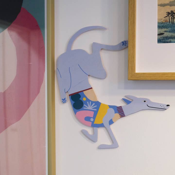 Harold o cão cinzento – decoração de parede em madeira, adorno para casa por atacado de milin