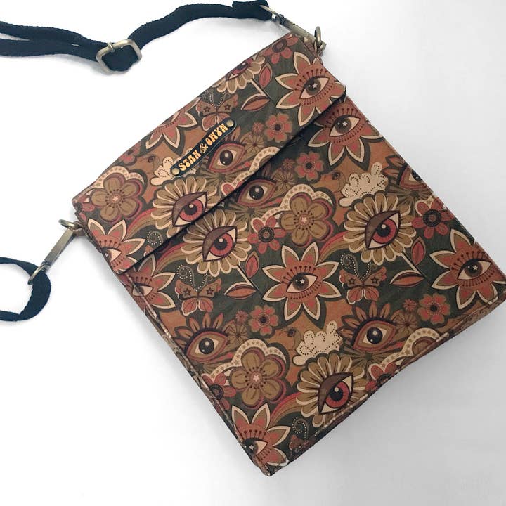 Bolsa floral retro, bolsa de flores vintage, bolsa de mensajero marrón. para venta al por mayor de Stan and Gwyn