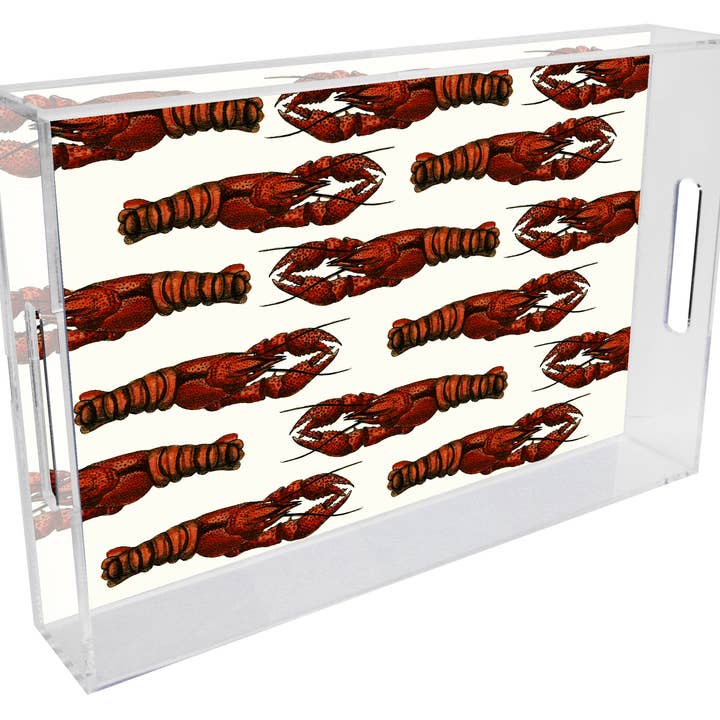 Marye-Kelley - Wholesale Decorative Tray - T2851- Antique Crawfish Boil Lucite Tray1